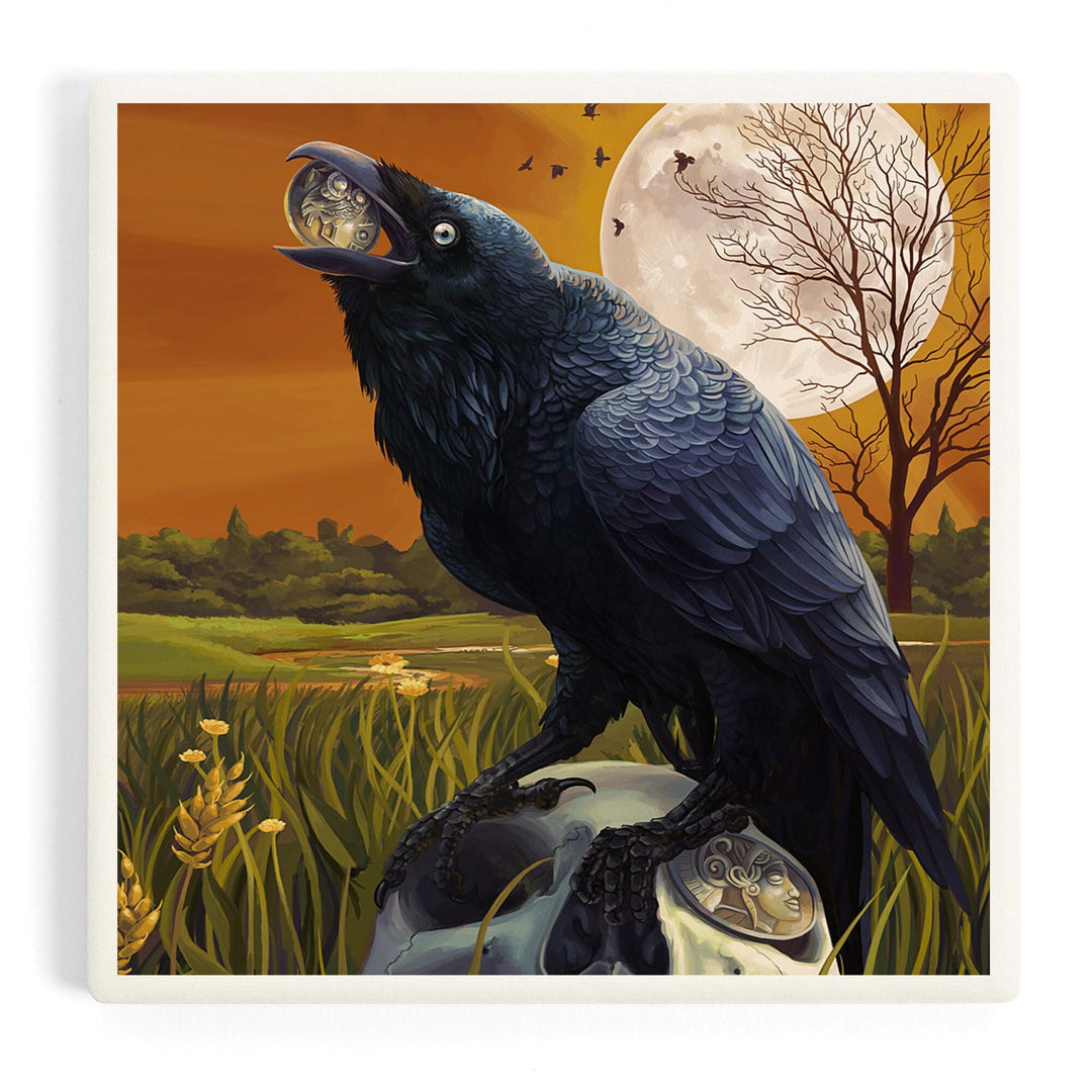 Raven and Skull, Coasters Coasters Lantern Press Coaster