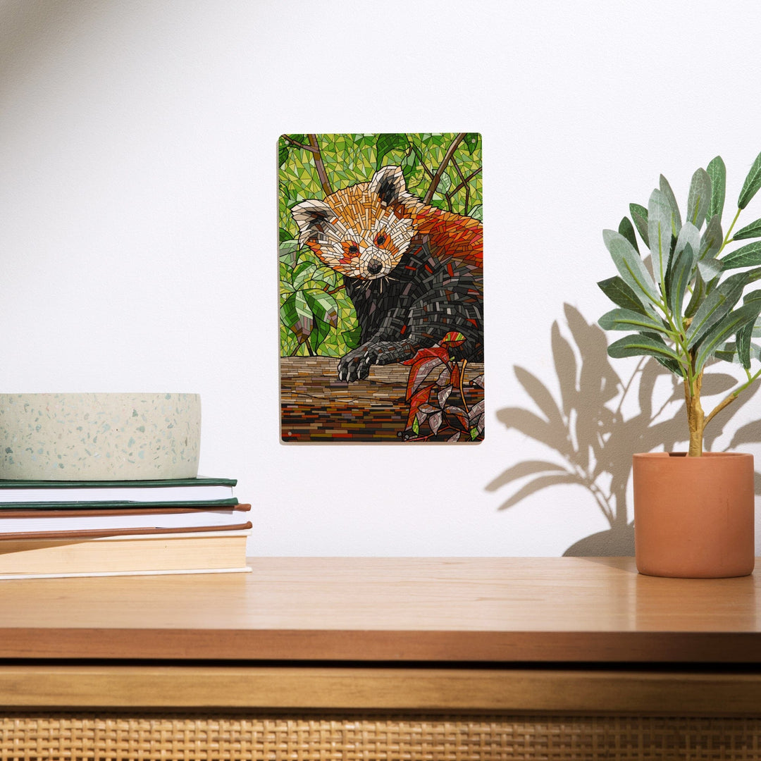 Red Panda, Mosaic, Lantern Press Artwork, Wood Signs and Postcards Wood Lantern Press