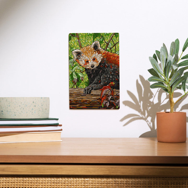 Red Panda, Mosaic, Lantern Press Artwork, Wood Signs and Postcards Wood Lantern Press