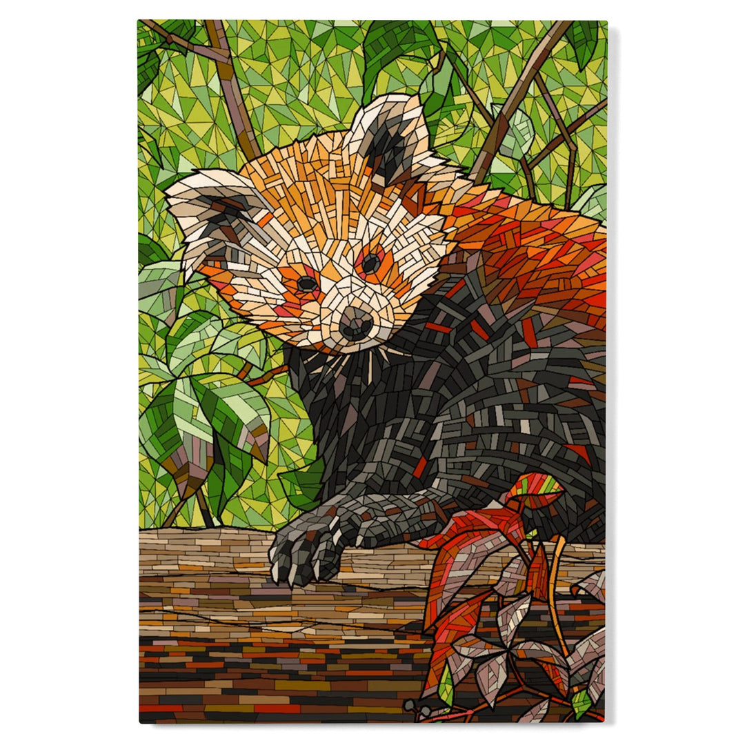 Red Panda, Mosaic, Lantern Press Artwork, Wood Signs and Postcards Wood Lantern Press