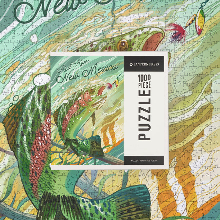 Red River, New Mexico, Get Outside, Fishing, Underwater Trout, Jigsaw Puzzle Puzzle Lantern Press