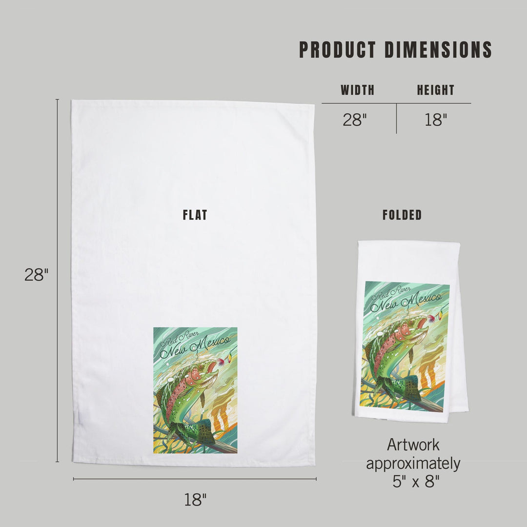 Red River, New Mexico, Get Outside, Fishing, Underwater Trout, Organic Cotton Kitchen Tea Towels Kitchen Lantern Press