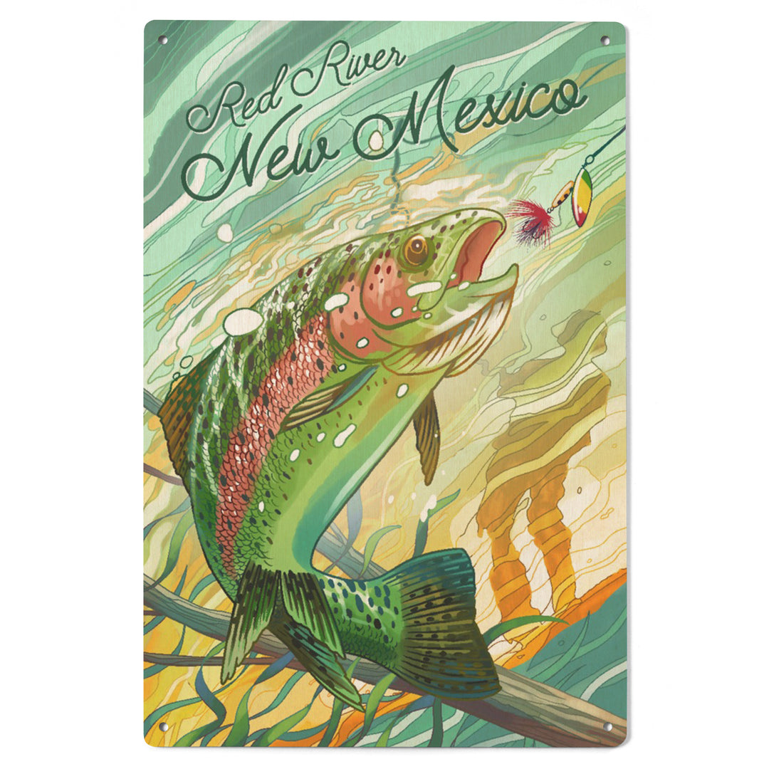 Red River, New Mexico, Get Outside, Fishing, Underwater Trout, Wood Signs and Postcards Wood Lantern Press