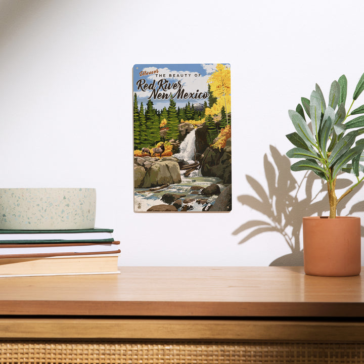 Red River, New Mexico, Painterly, Waterfall, Wood Signs and Postcards Wood Lantern Press