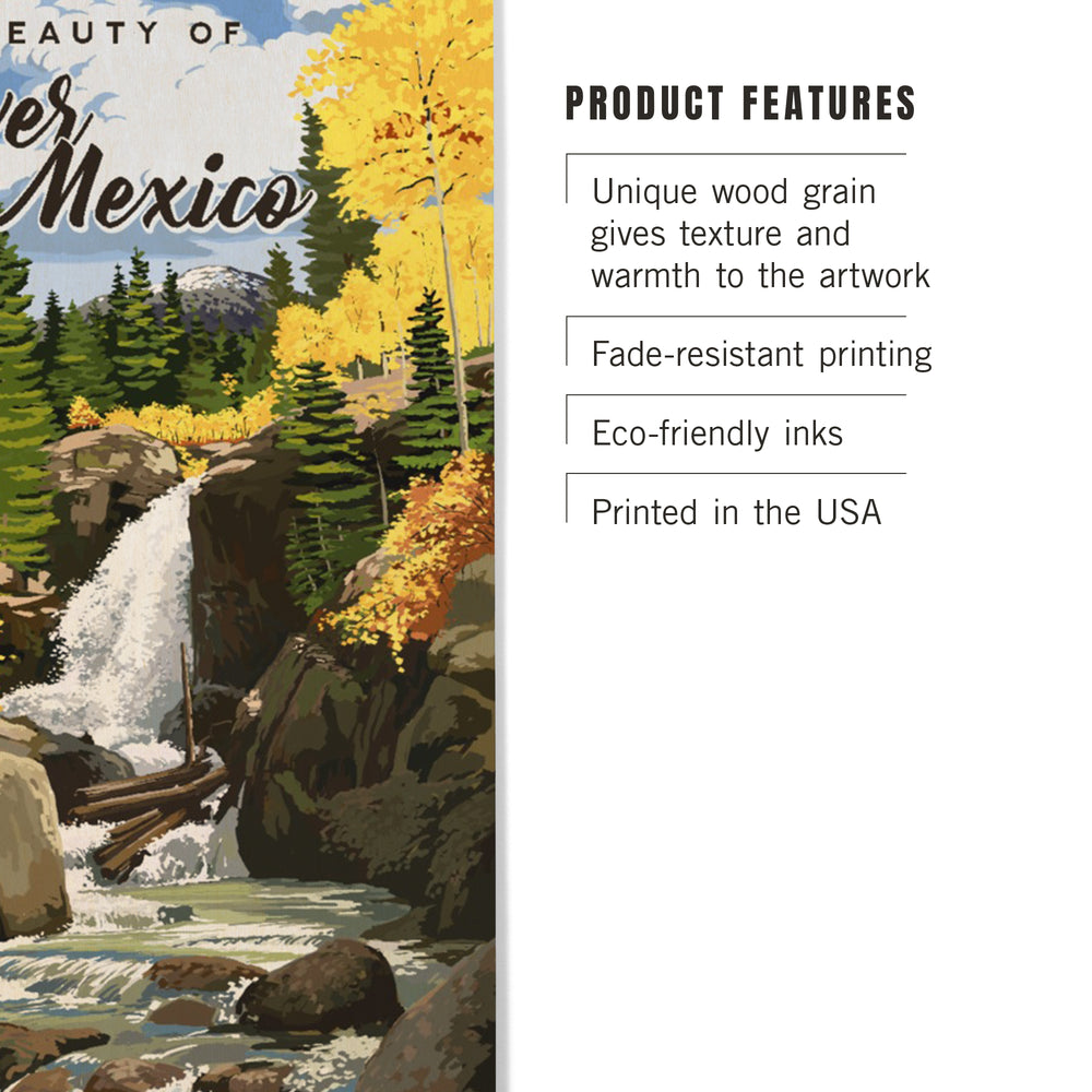 Red River, New Mexico, Painterly, Waterfall, Wood Signs and Postcards Wood Lantern Press
