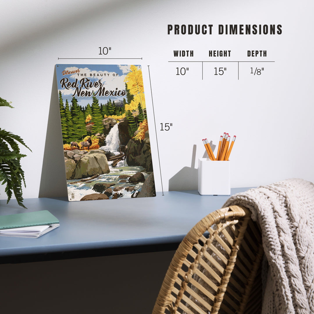 Red River, New Mexico, Painterly, Waterfall, Wood Signs and Postcards Wood Lantern Press