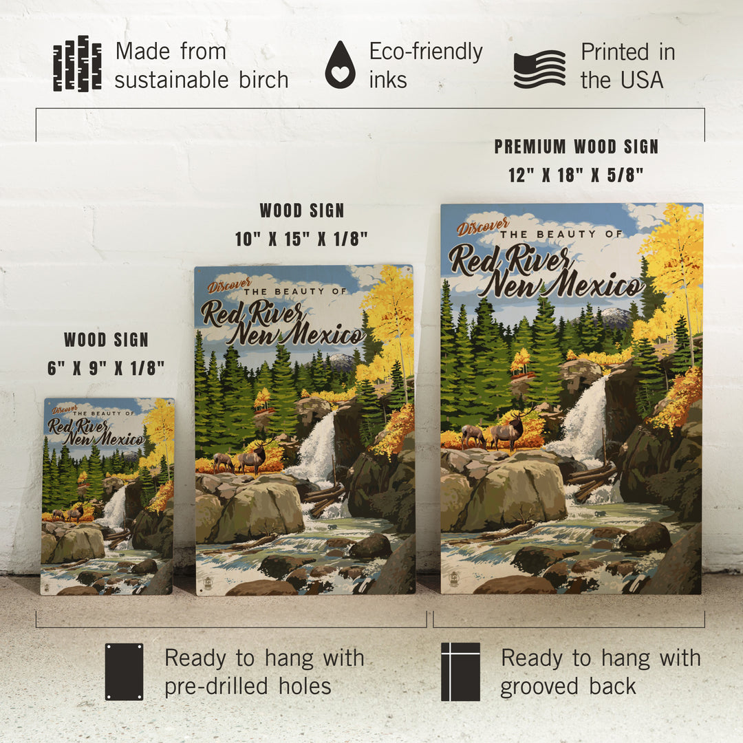 Red River, New Mexico, Painterly, Waterfall, Wood Signs and Postcards Wood Lantern Press