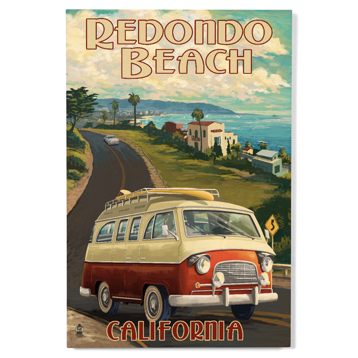 Redondo Beach, California, Camper Van, Lantern Press Artwork, Wood Signs and Postcards Wood Lantern Press
