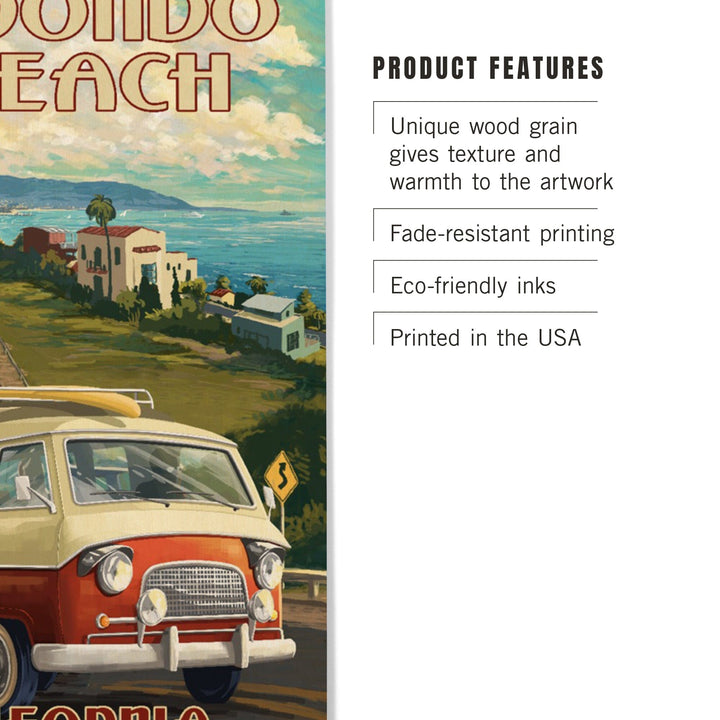 Redondo Beach, California, Camper Van, Lantern Press Artwork, Wood Signs and Postcards Wood Lantern Press