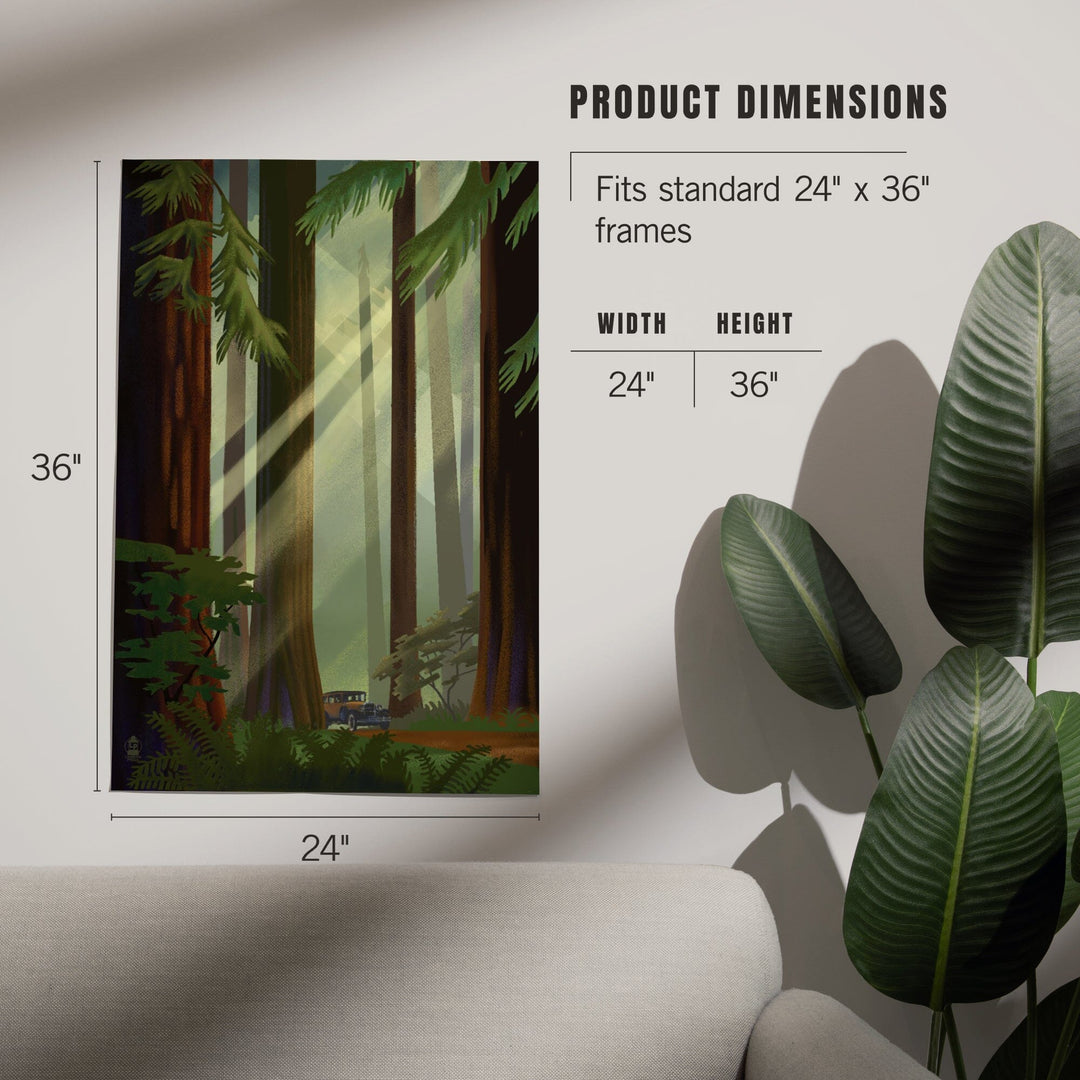 Redwood Forest, Geometric Lithograph, Art & Giclee Prints Art Lantern Press