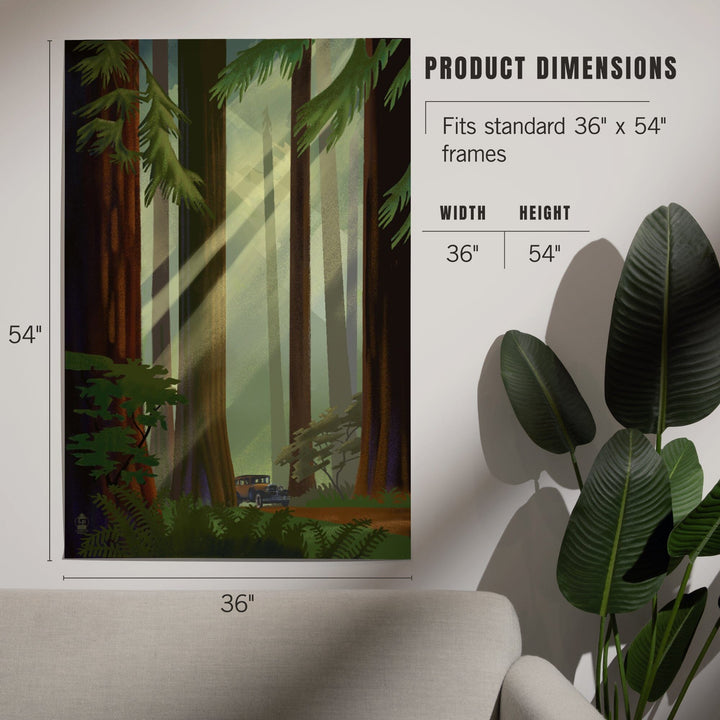 Redwood Forest, Geometric Lithograph, Art & Giclee Prints Art Lantern Press