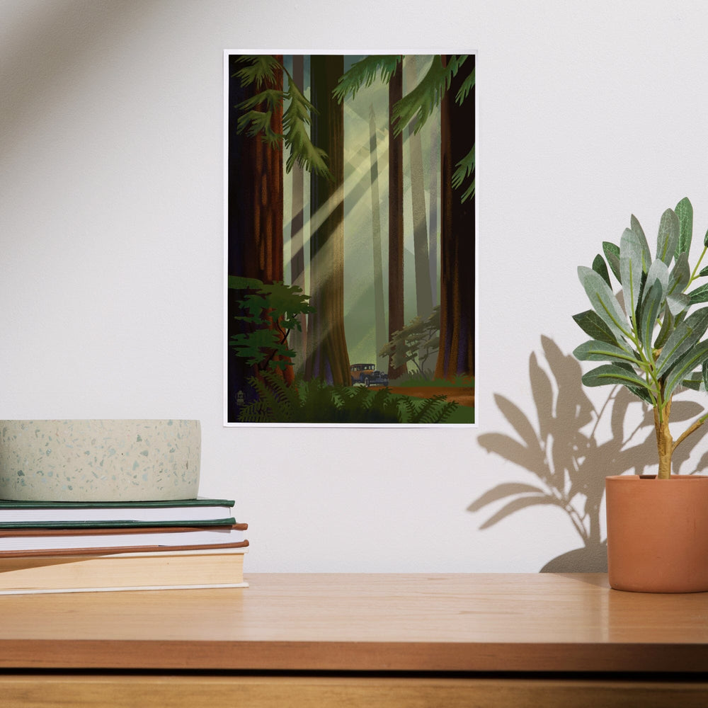 Redwood Forest, Geometric Lithograph, Art & Giclee Prints Art Lantern Press