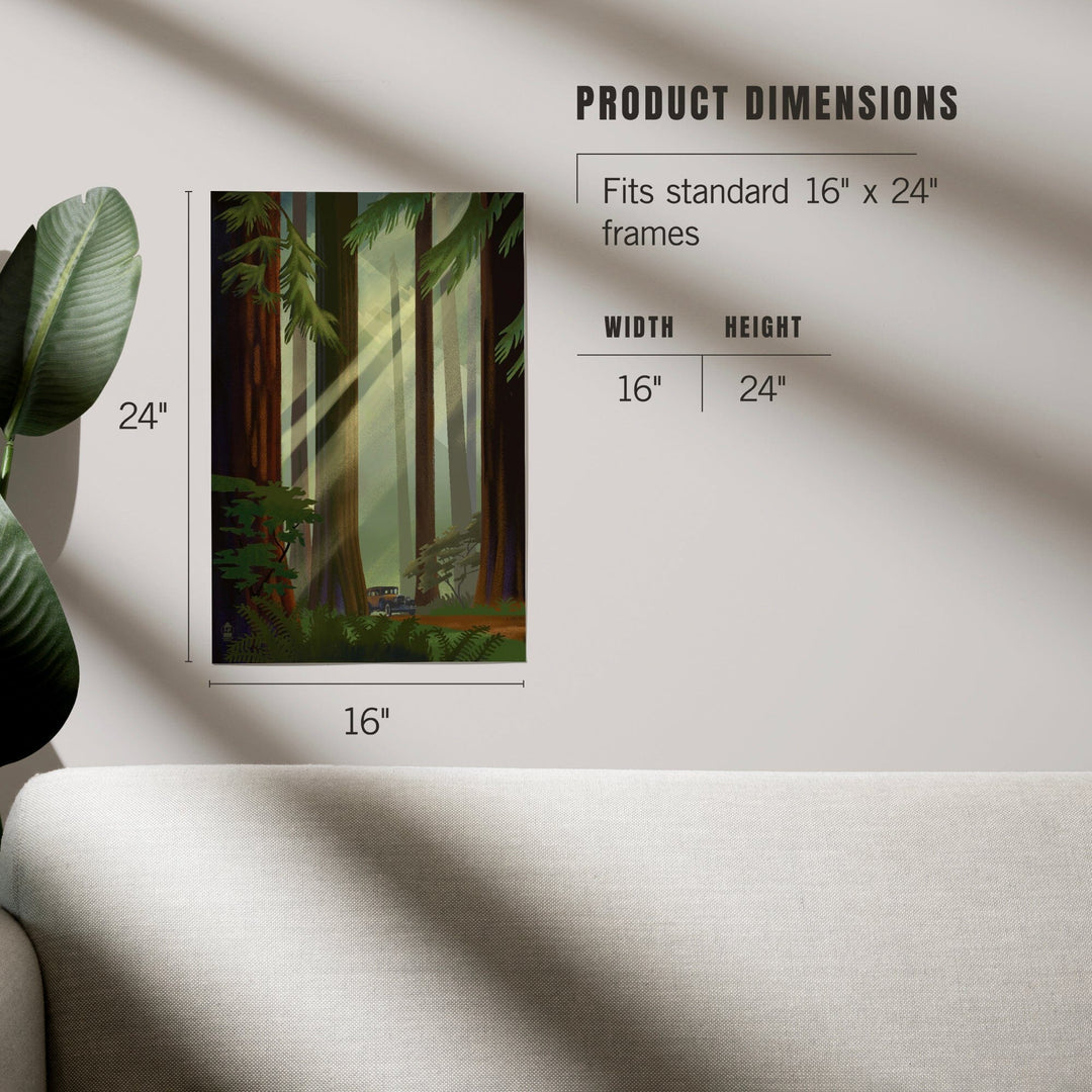 Redwood Forest, Geometric Lithograph, Art & Giclee Prints Art Lantern Press