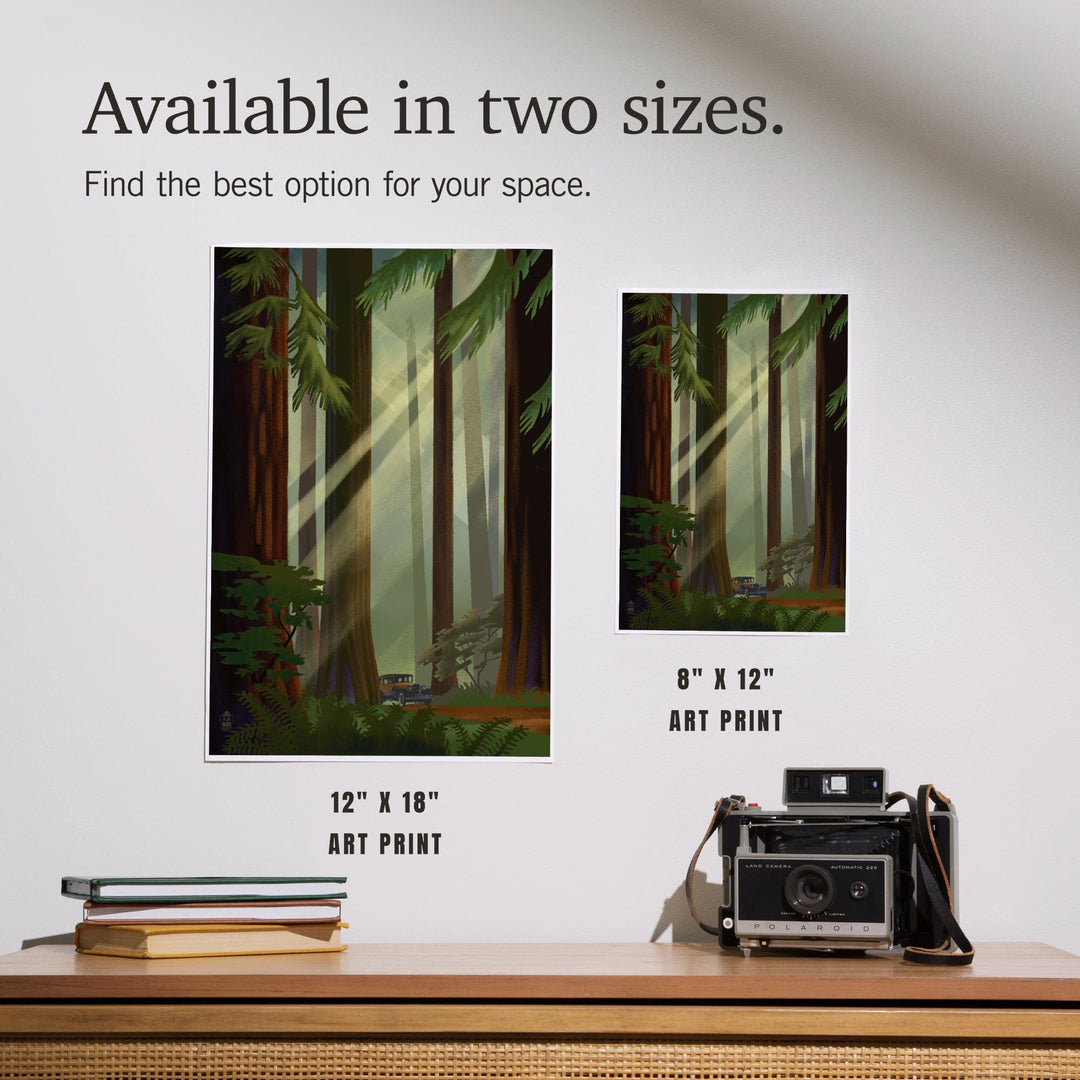 Redwood Forest, Geometric Lithograph, Art & Giclee Prints Art Lantern Press