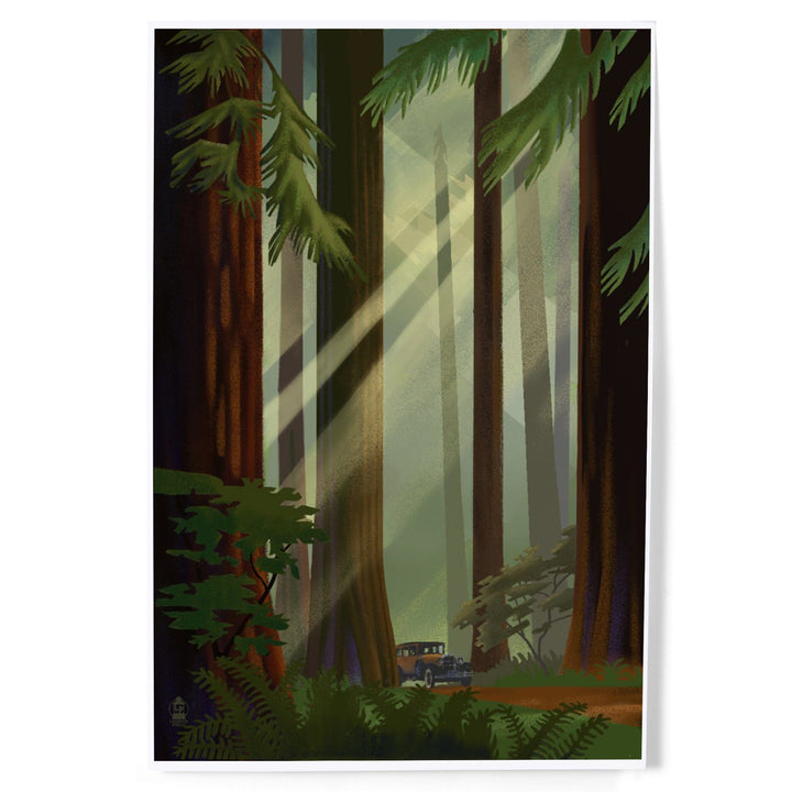 Redwood Forest, Geometric Lithograph, Art & Giclee Prints Art Lantern Press