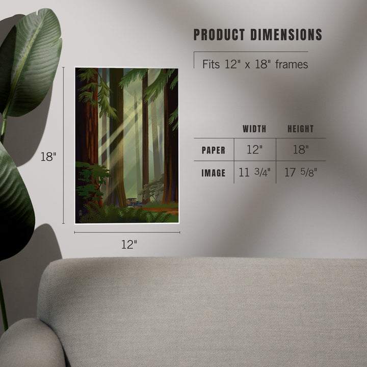 Redwood Forest, Geometric Lithograph, Art & Giclee Prints Art Lantern Press