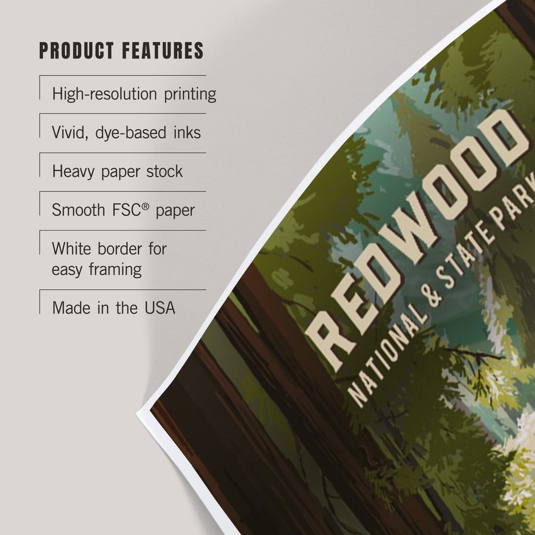 Redwood National and State Parks, California, Painterly National Park Series, Art & Giclee Prints Art Lantern Press