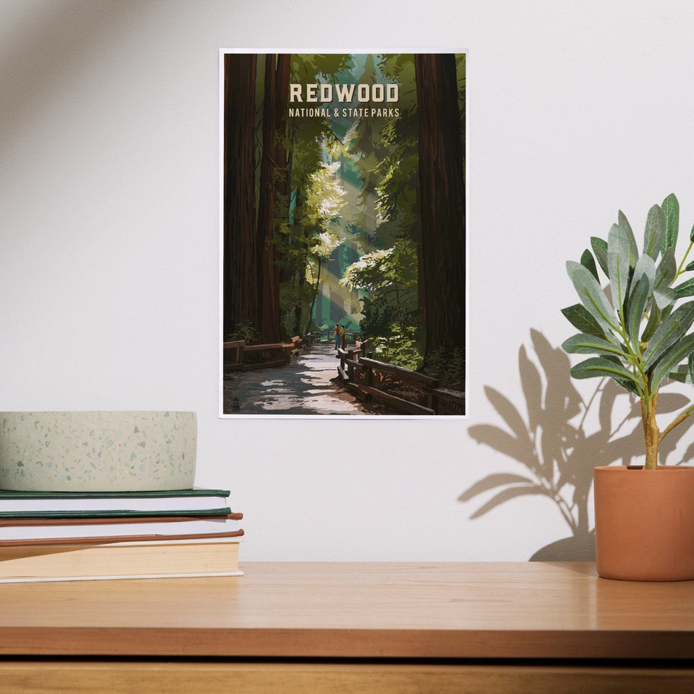 Redwood National and State Parks, California, Painterly National Park Series, Art & Giclee Prints Art Lantern Press