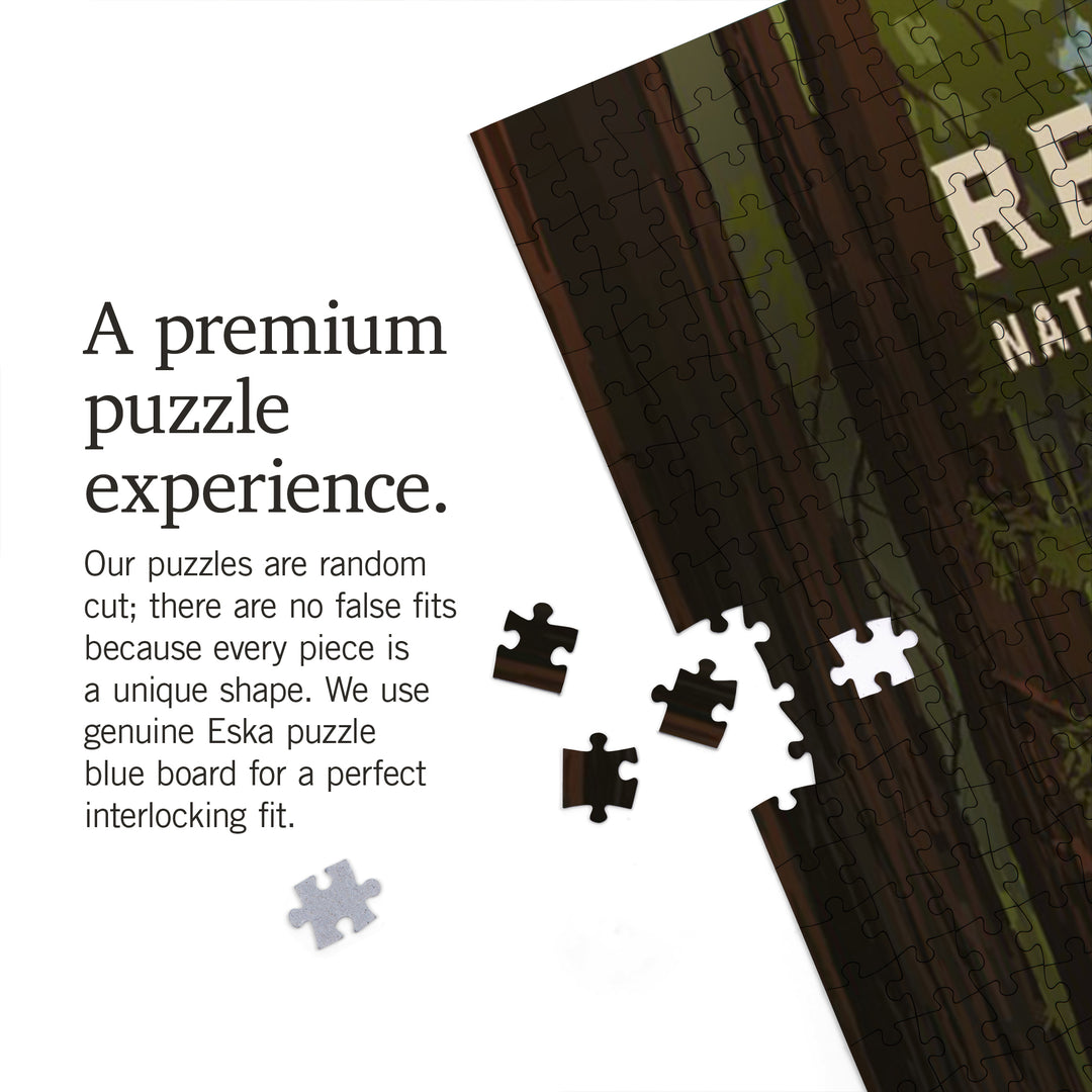 Redwood National and State Parks, California, Painterly National Park Series, Jigsaw Puzzle Puzzle Lantern Press