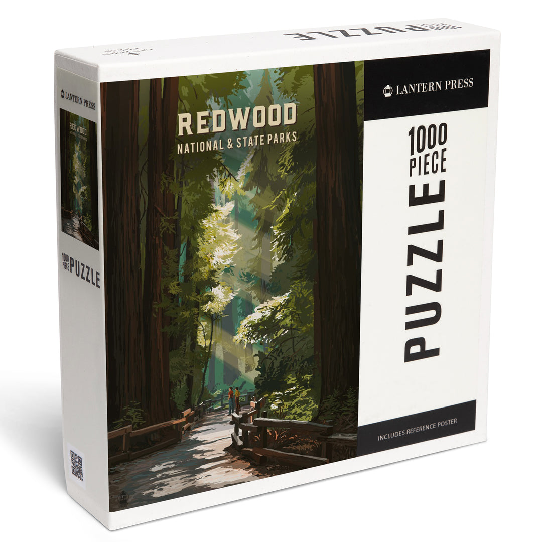 Redwood National and State Parks, California, Painterly National Park Series, Jigsaw Puzzle Puzzle Lantern Press