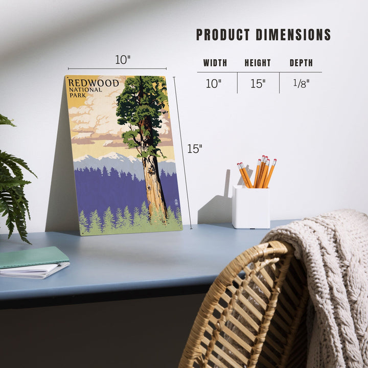 Redwood National Park, California, Towering Redwood, Lantern Press Artwork, Wood Signs and Postcards Wood Lantern Press