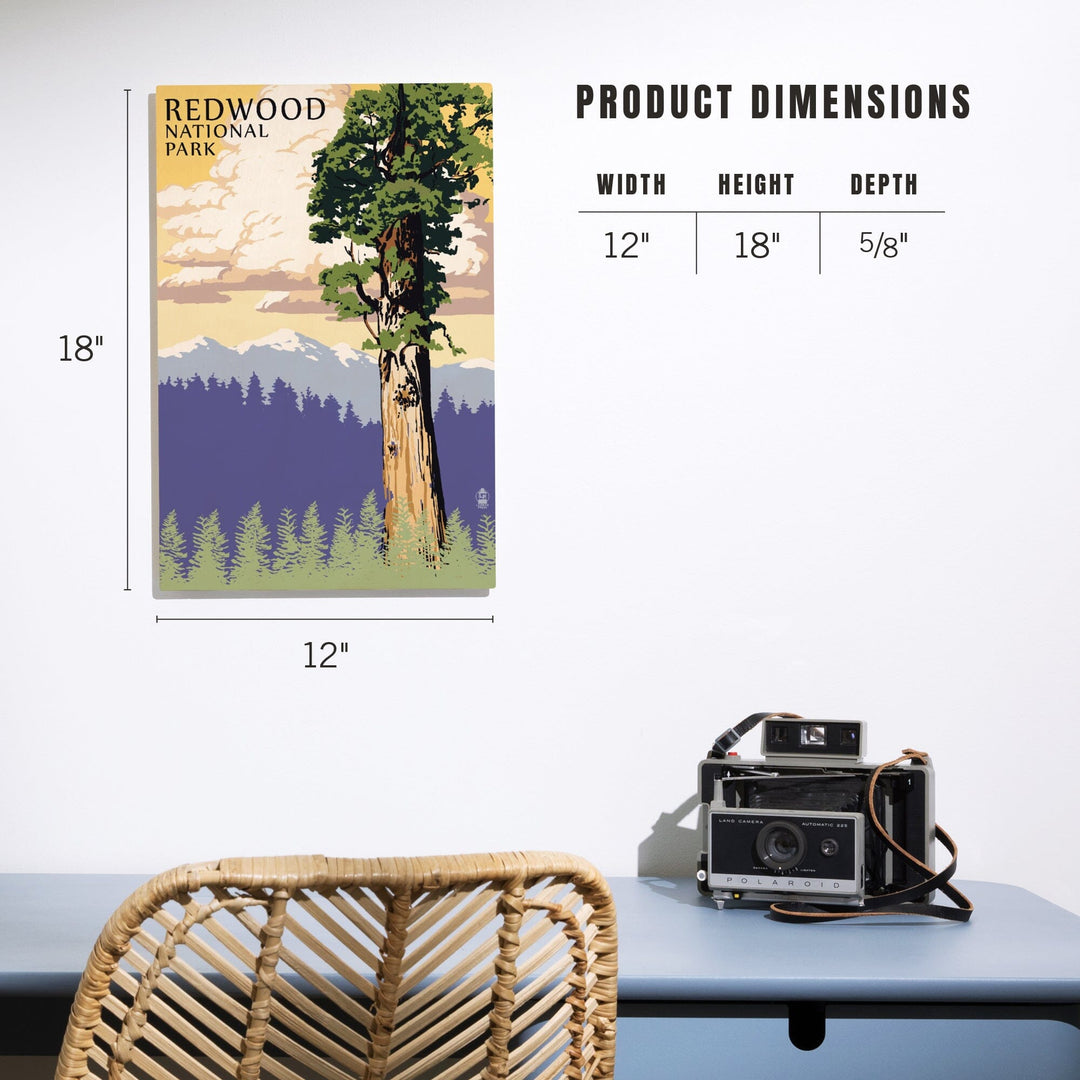 Redwood National Park, California, Towering Redwood, Lantern Press Artwork, Wood Signs and Postcards Wood Lantern Press