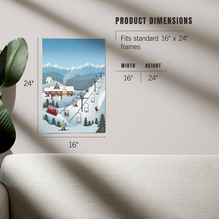 Retro Mountain Town, Art & Giclee Prints Art Lantern Press