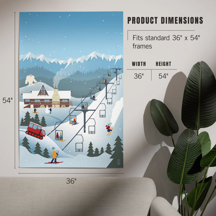 Retro Mountain Town, Art & Giclee Prints Art Lantern Press