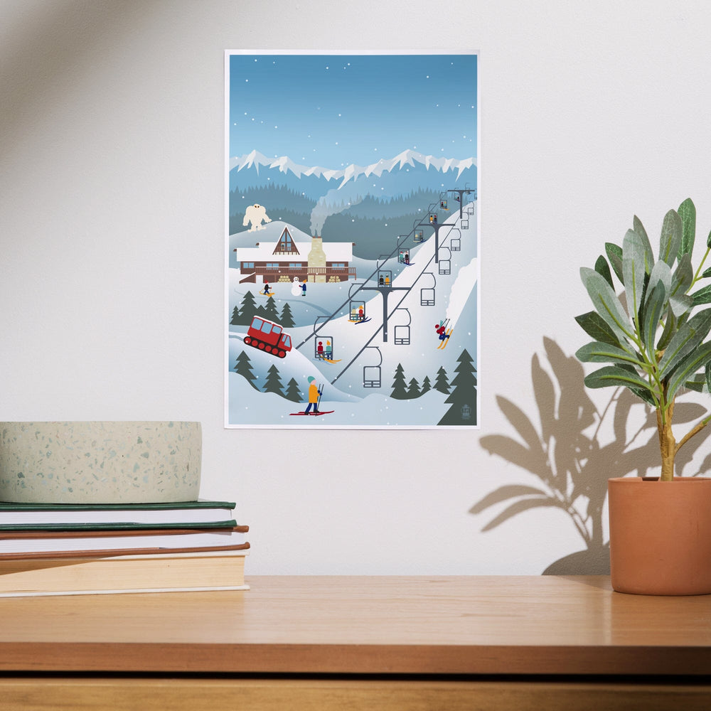 Retro Mountain Town, Art & Giclee Prints Art Lantern Press