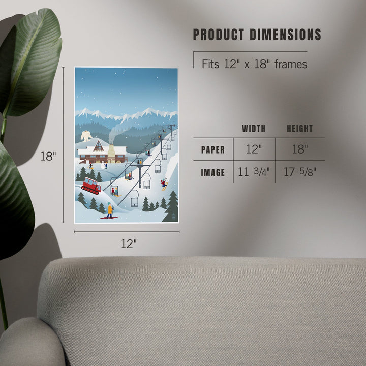 Retro Mountain Town, Art & Giclee Prints Art Lantern Press