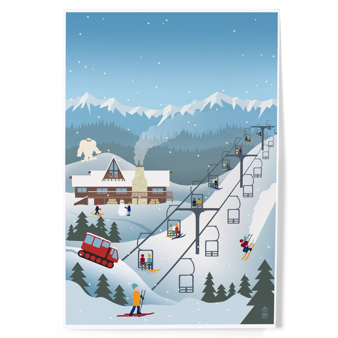 Retro Mountain Town, Art & Giclee Prints Art Lantern Press