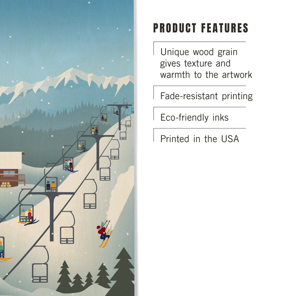 Retro Mountain Town, Lantern Press Artwork, Wood Signs and Postcards Wood Lantern Press