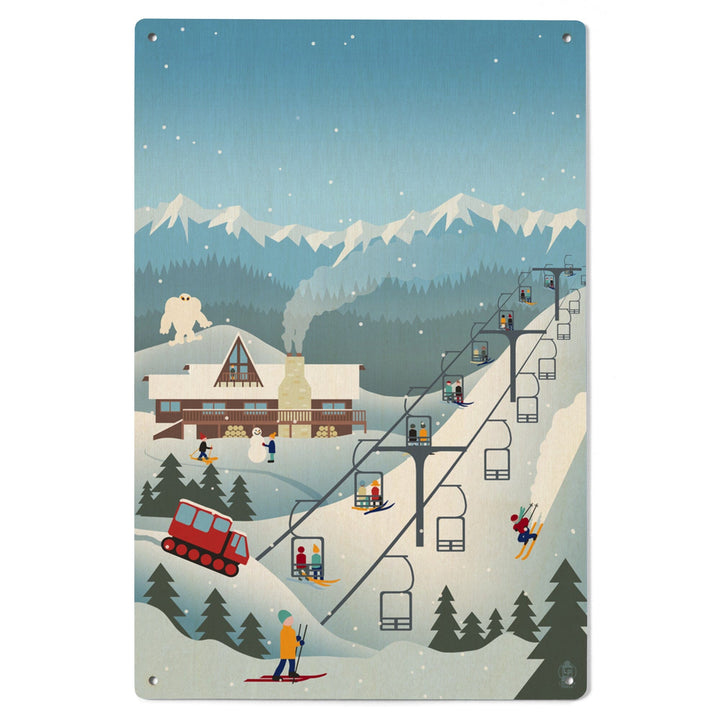 Retro Mountain Town, Lantern Press Artwork, Wood Signs and Postcards Wood Lantern Press