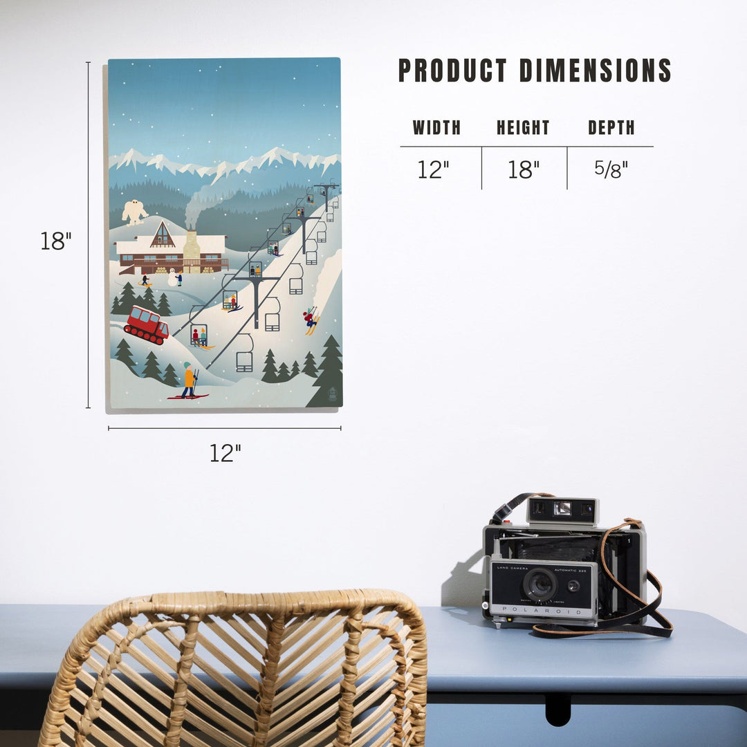 Retro Mountain Town, Lantern Press Artwork, Wood Signs and Postcards Wood Lantern Press