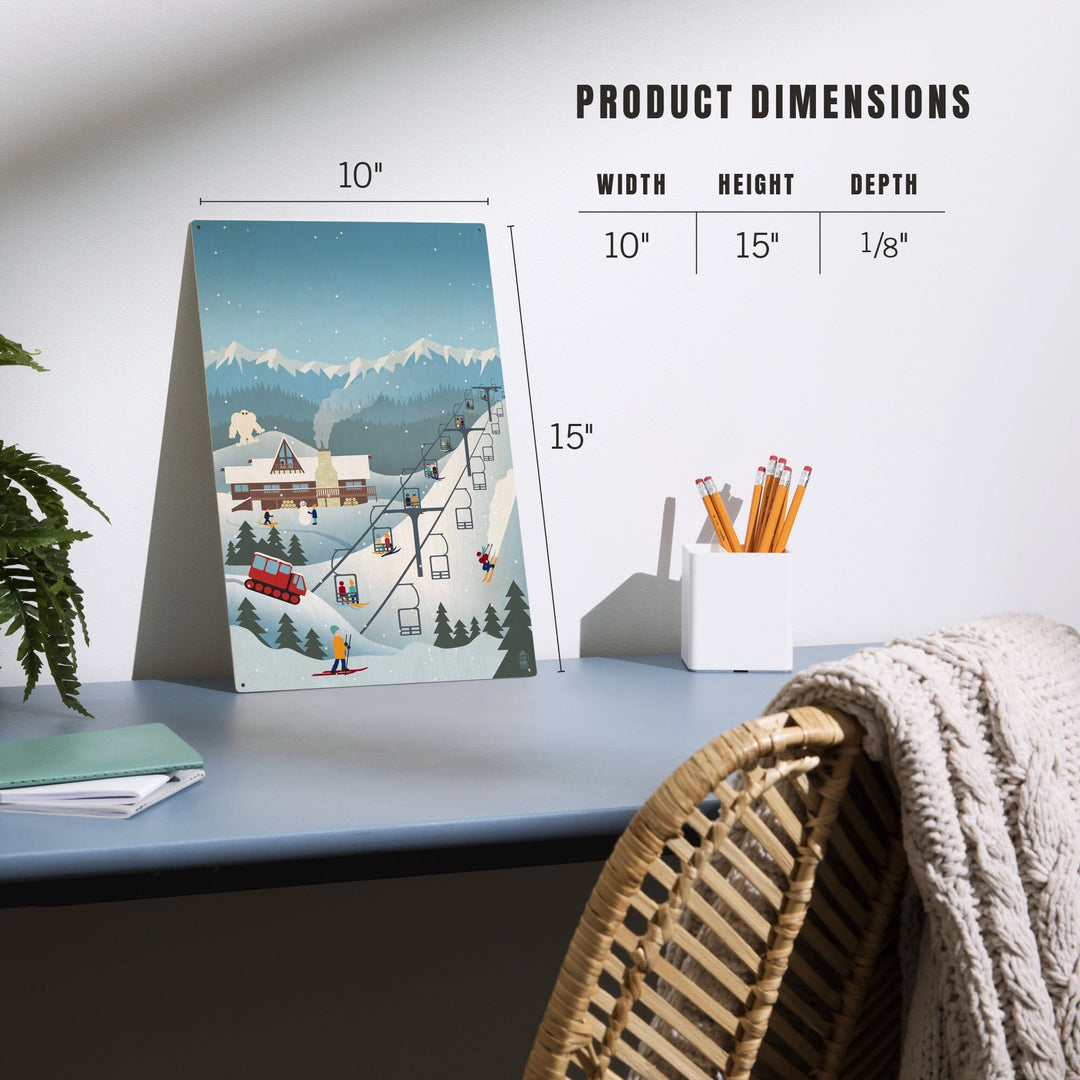 Retro Mountain Town, Lantern Press Artwork, Wood Signs and Postcards Wood Lantern Press