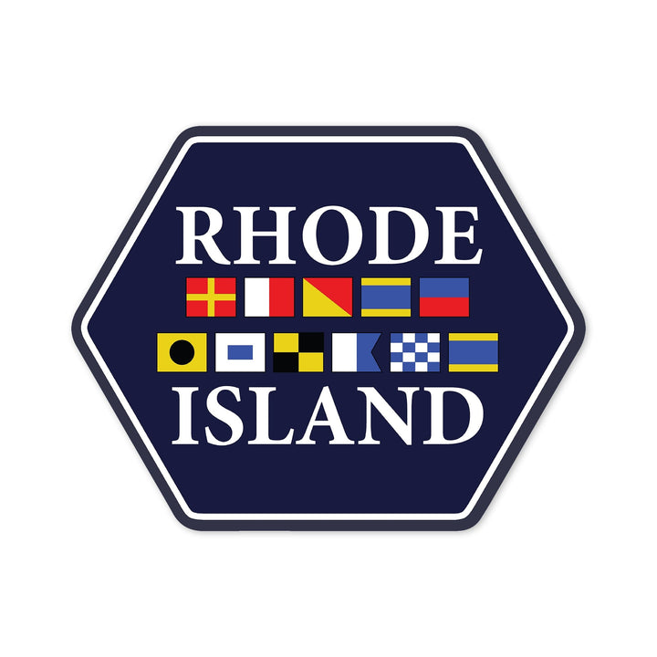 Rhode Island, Nautical Flags, Contour, Lantern Press Artwork, Vinyl Sticker Sticker Lantern Press