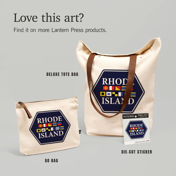 Rhode Island, Nautical Flags, Contour, Lantern Press Artwork, Vinyl Sticker Sticker Lantern Press