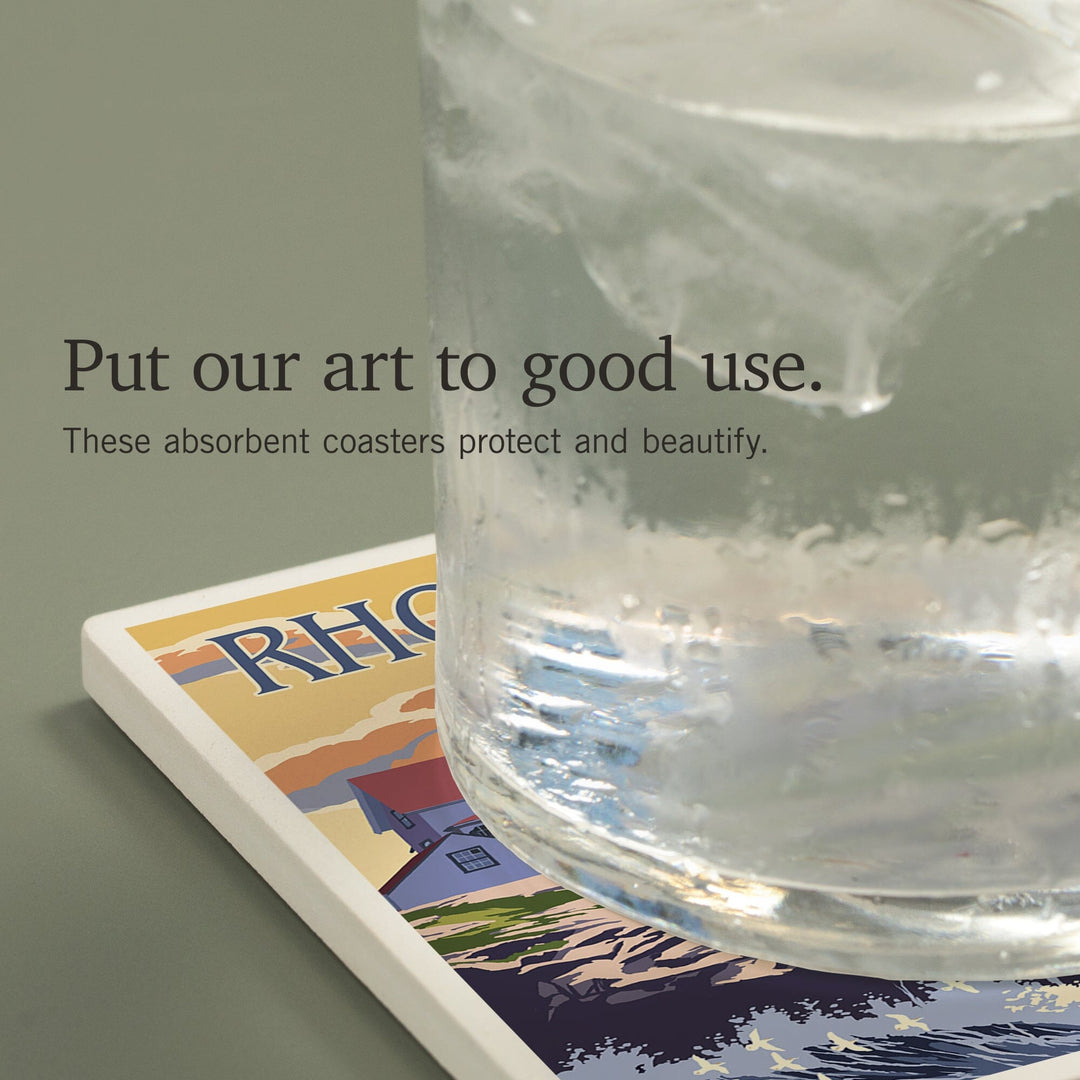 Rhode Island, Painterly, Lighthouse, Coasters Coasters Lantern Press