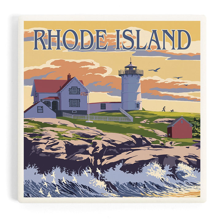 Rhode Island, Painterly, Lighthouse, Coasters Coasters Lantern Press