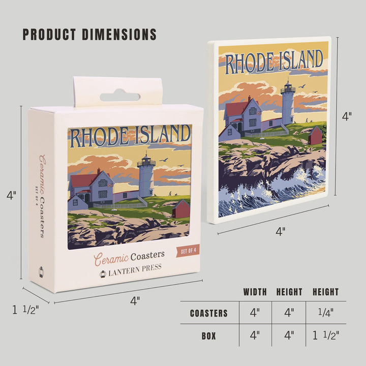 Rhode Island, Painterly, Lighthouse, Coasters Coasters Lantern Press