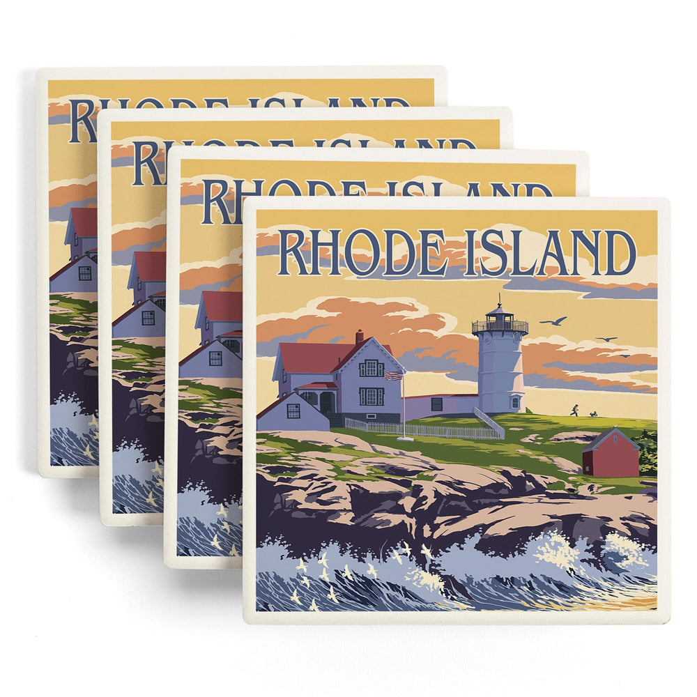 Rhode Island, Painterly, Lighthouse, Coasters Coasters Lantern Press