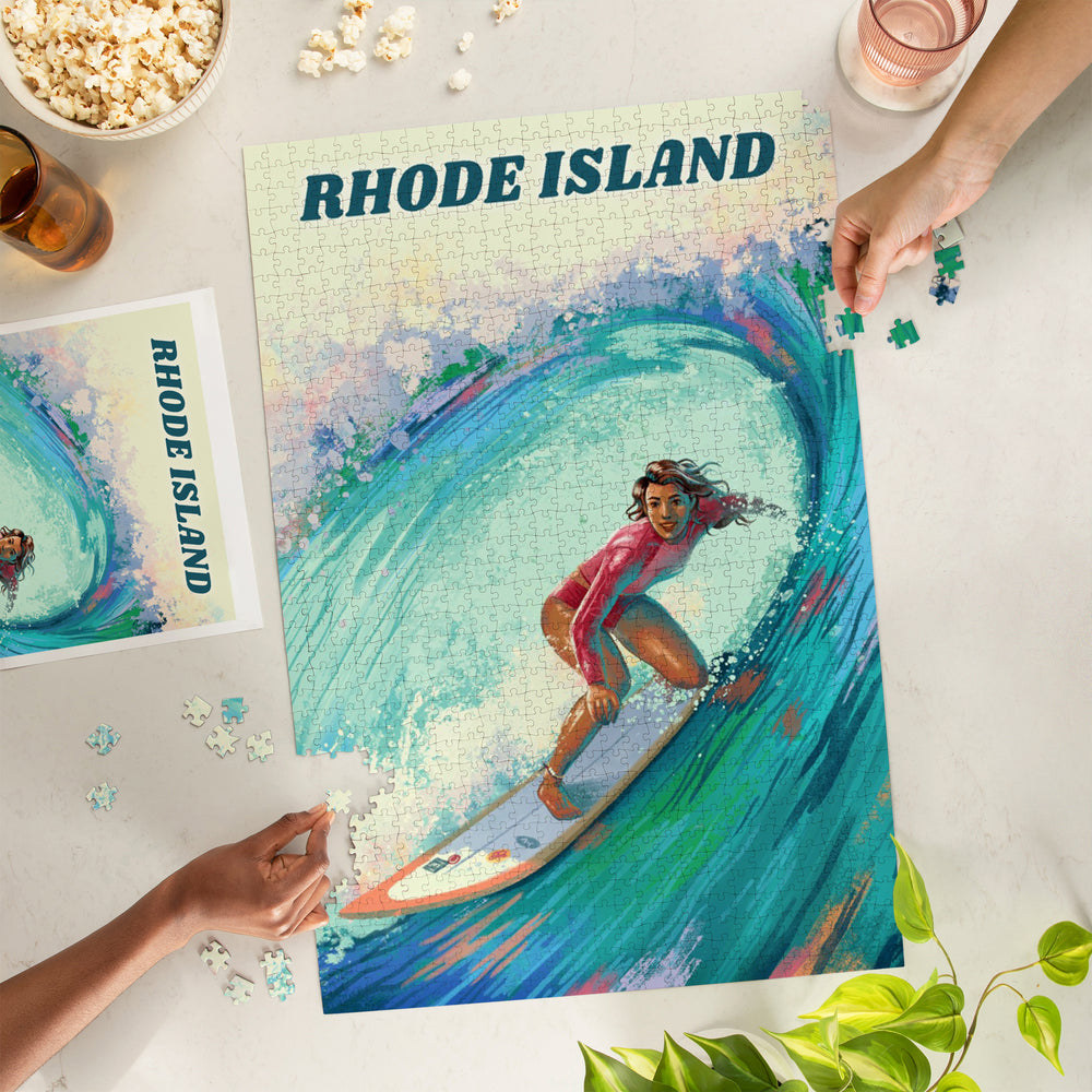 Rhode Island, Vitamin Sea, Coastal Series, Surfer Girl, Jigsaw Puzzle Puzzle Lantern Press