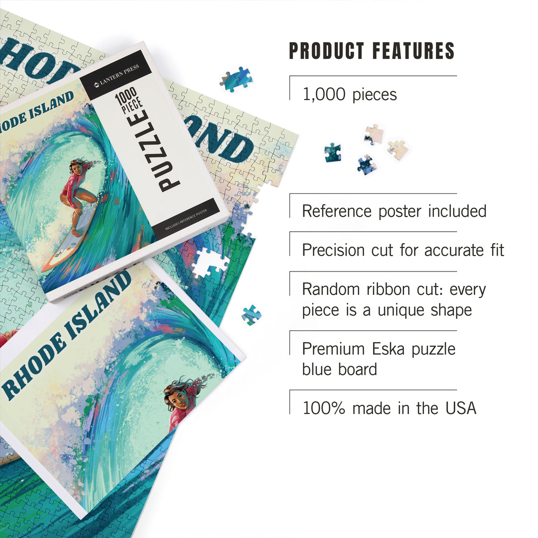 Rhode Island, Vitamin Sea, Coastal Series, Surfer Girl, Jigsaw Puzzle Puzzle Lantern Press