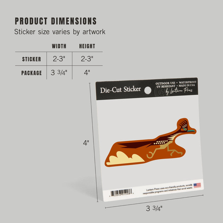 Road Runner, Geometric, Contour, Lantern Press Artwork, Vinyl Sticker Sticker Lantern Press