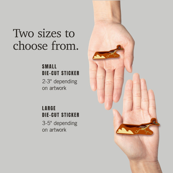 Road Runner, Geometric, Contour, Lantern Press Artwork, Vinyl Sticker Sticker Lantern Press