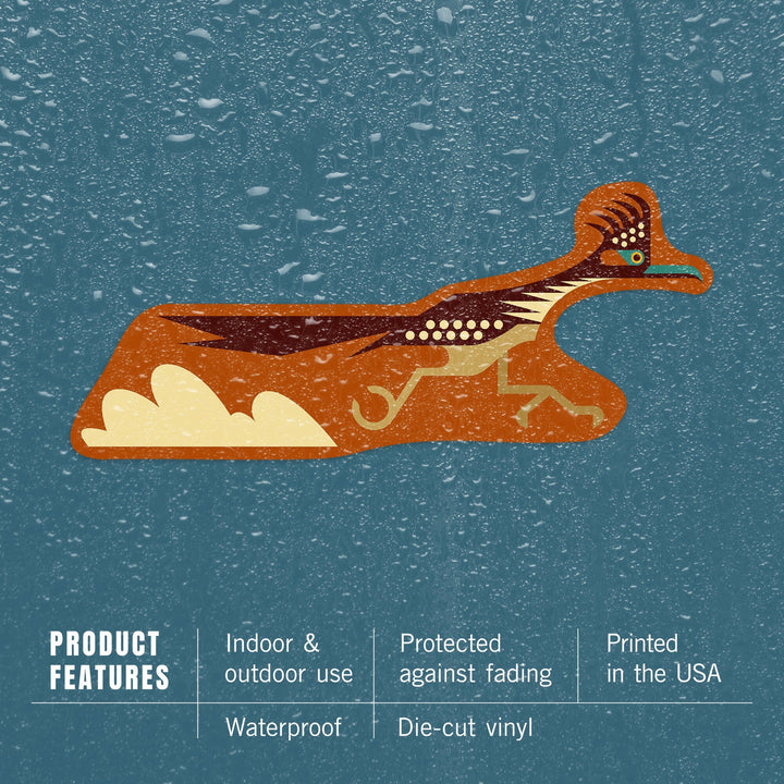 Road Runner, Geometric, Contour, Lantern Press Artwork, Vinyl Sticker Sticker Lantern Press