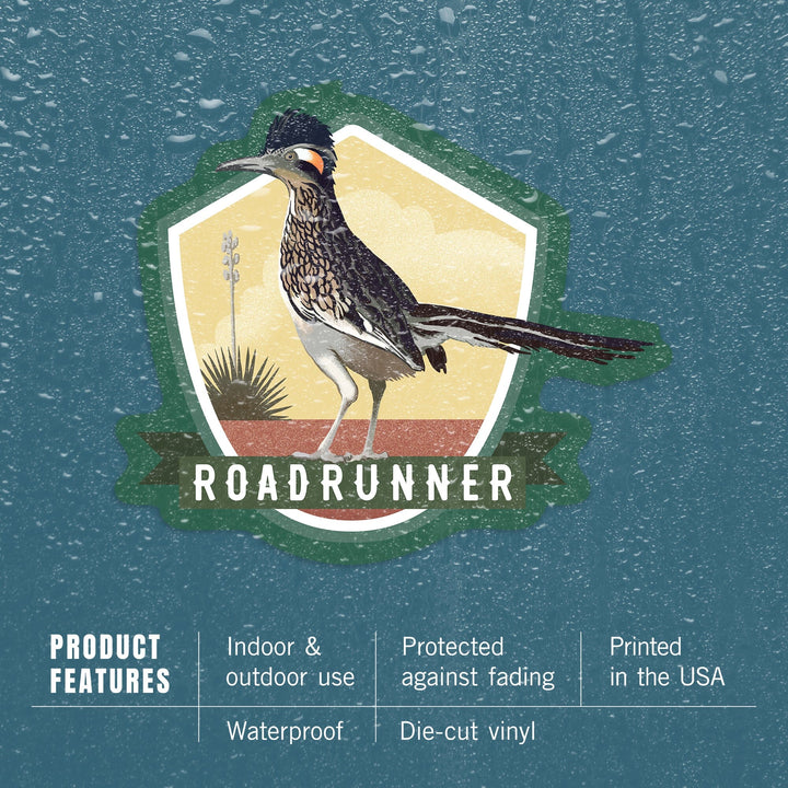 Roadrunner, Lithograph, Ribbon, Contour, Lantern Press Artwork, Vinyl Sticker Sticker Lantern Press