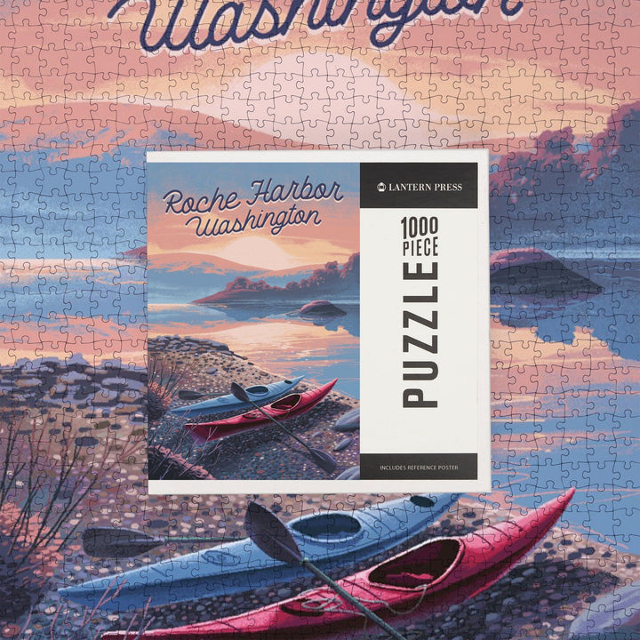 Roche Harbor, Washington, Get Outside Series, Glassy Sunrise, Kayak, Jigsaw Puzzle Puzzle Lantern Press