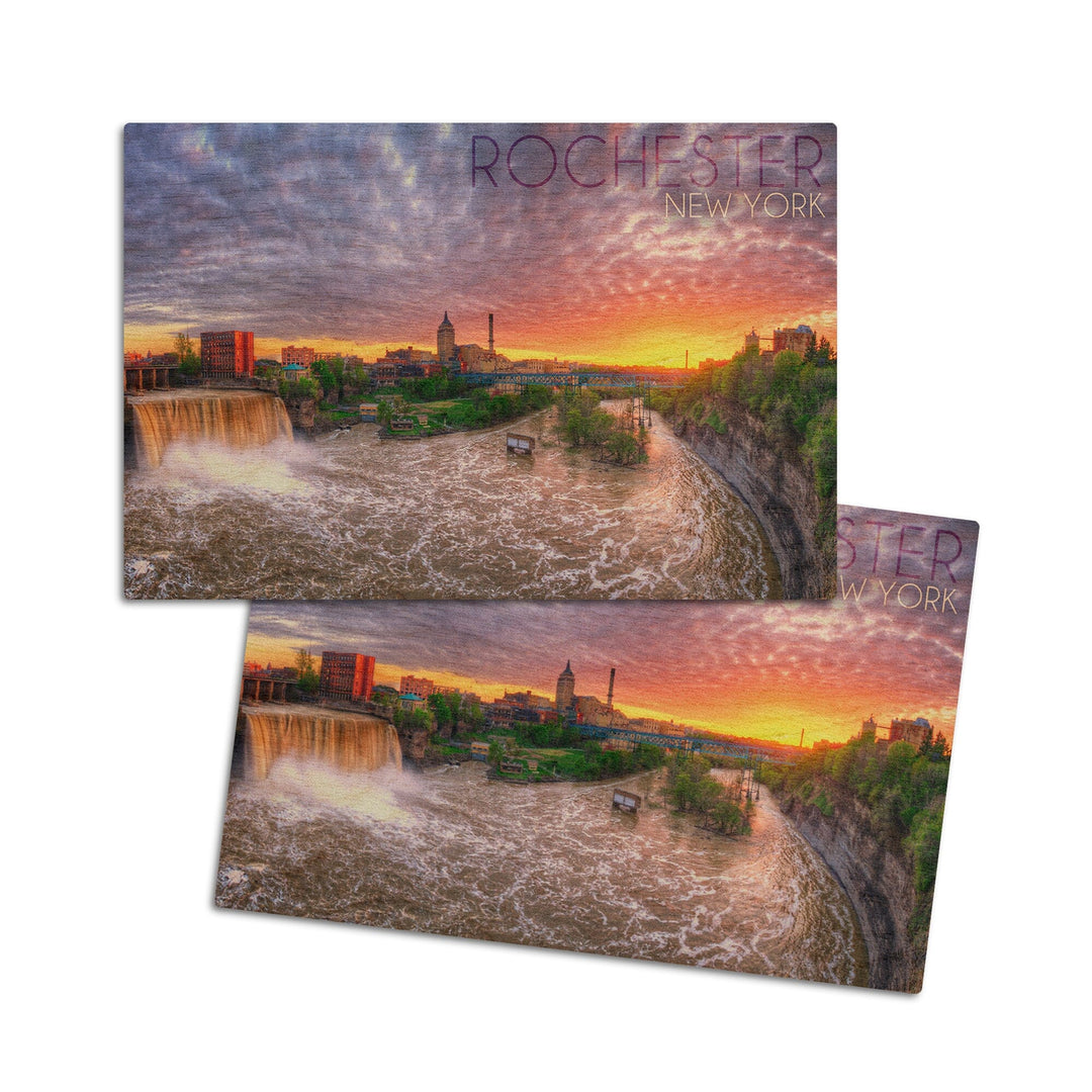 Rochester, New York, Falls View, Lantern Press Photography, Wood Signs and Postcards Wood Lantern Press 4x6 Wood Postcard Set