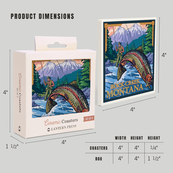 Rock Creek, Montana, Fly Fishing Scene, Coasters Coasters Lantern Press